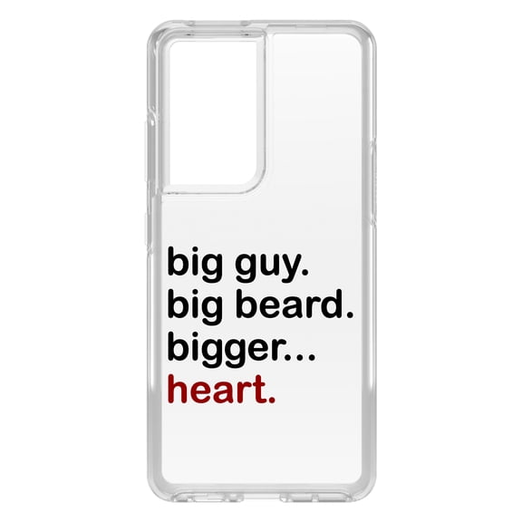 DistinctInk Clear Shockproof Hybrid Case for Galaxy S21 ULTRA 5G (6.8" Screen) - TPU Bumper Acrylic Back Tempered Glass Screen Protector - Big Guy. Big Beard. Bigger… Heart.