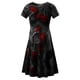 thumbnail image 4 of Mujeres de Halloween Sexy Casual cuello redondo vestidos de verano Midi longitud Swing verano estampado playa A-line vestido de manga corta Pompotops  ghjkhdj14990, 4 of 4