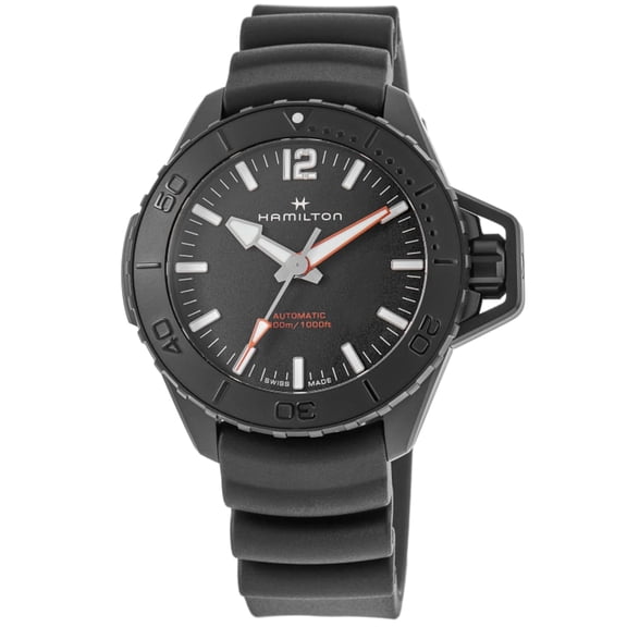 Hamilton Khaki Navy Frogman Auto Black Dial Rubber Strap Men's Watch