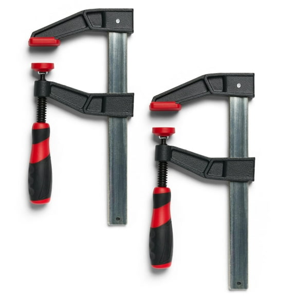 BuildSomething F-Style Bar Clamp Set - Heavy-Duty 6" Adjustable Clamps for Woodworking, Carpentry & DIY Projects - Non-Slip Handle & Padded Jaws - 2 Pack