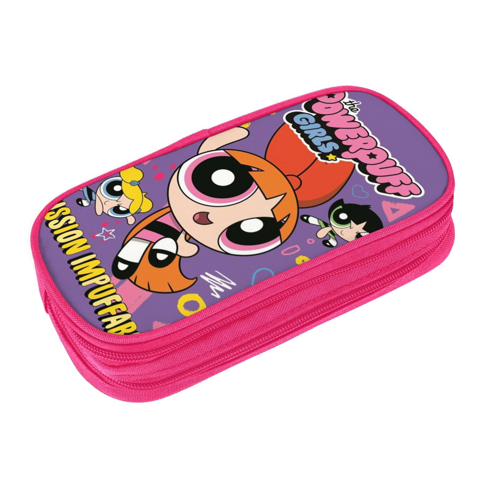 The Powerpuff Gi-rls Pencil Case Large Capacity Pencil Pouch Penbag Office Stationery Organizer Travel Makeup Bag Pink
