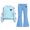 Light Blue, variant on Enjoytime Fall Winter Girl Outfits Print Long Sleeve Bow Crew Neck Sweatshirt Flare Pants Two Piece Set Kids Matching Fashion Clothing Sets