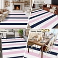 thumbnail image 6 of Pink Navy Blue Striped Large Area Rugs for Bedroom Living Room, Soft Non Slip Carpet Bedside Rug, Farmhouse Stripe Art Rectangular Floor Cover Kitchen Accent Rug 8'x10' for Dining Room/Office, 6 of 9