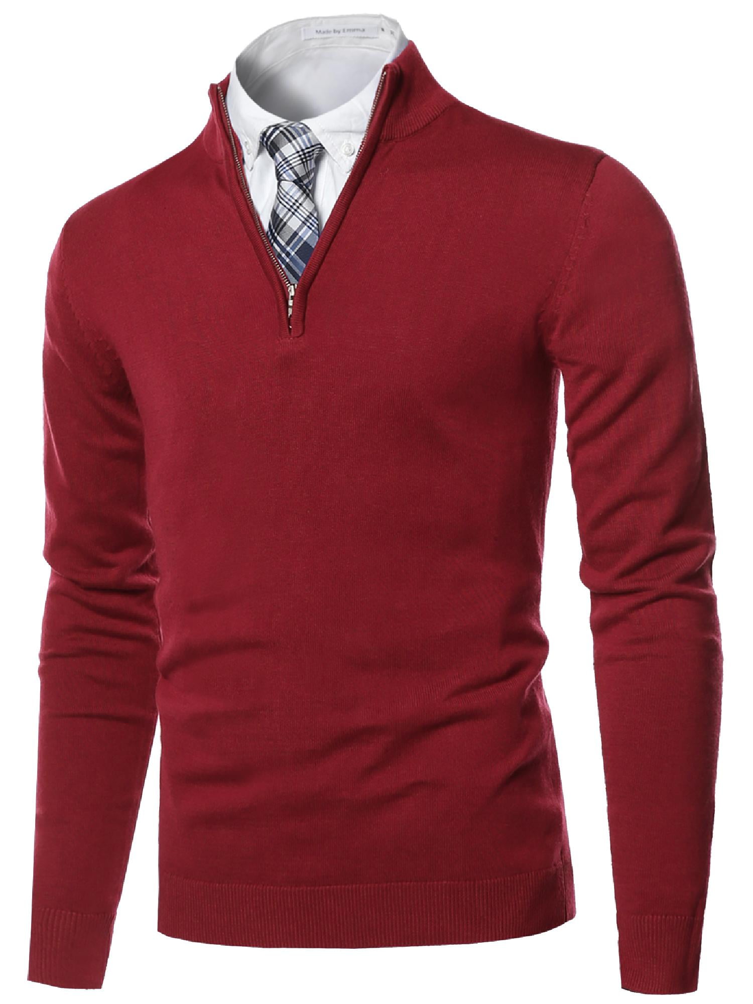 Men's Classic Half Zip Up Mock Neck Basic Sweater Top - Walmart.com