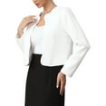 thumbnail image 4 of Tweed Jackets for Women Long Sleeve Crewneck Open Front Work Business Blazer Jacket XS White, 4 of 6