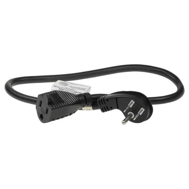 2ft ultra low profile angle nema 515p to 515r extension power cord