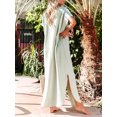 thumbnail image 4 of Swimsuit Bikini Cover Ups for Women Casual Button Down Long Kimonos Short Sleeve Slide Split Shirt Dress Beachwear, 4 of 7