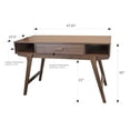 thumbnail image 4 of OS Home and Office Furniture 47.25" 1-Drawer Wood Desk in Danish Walnut, 4 of 10