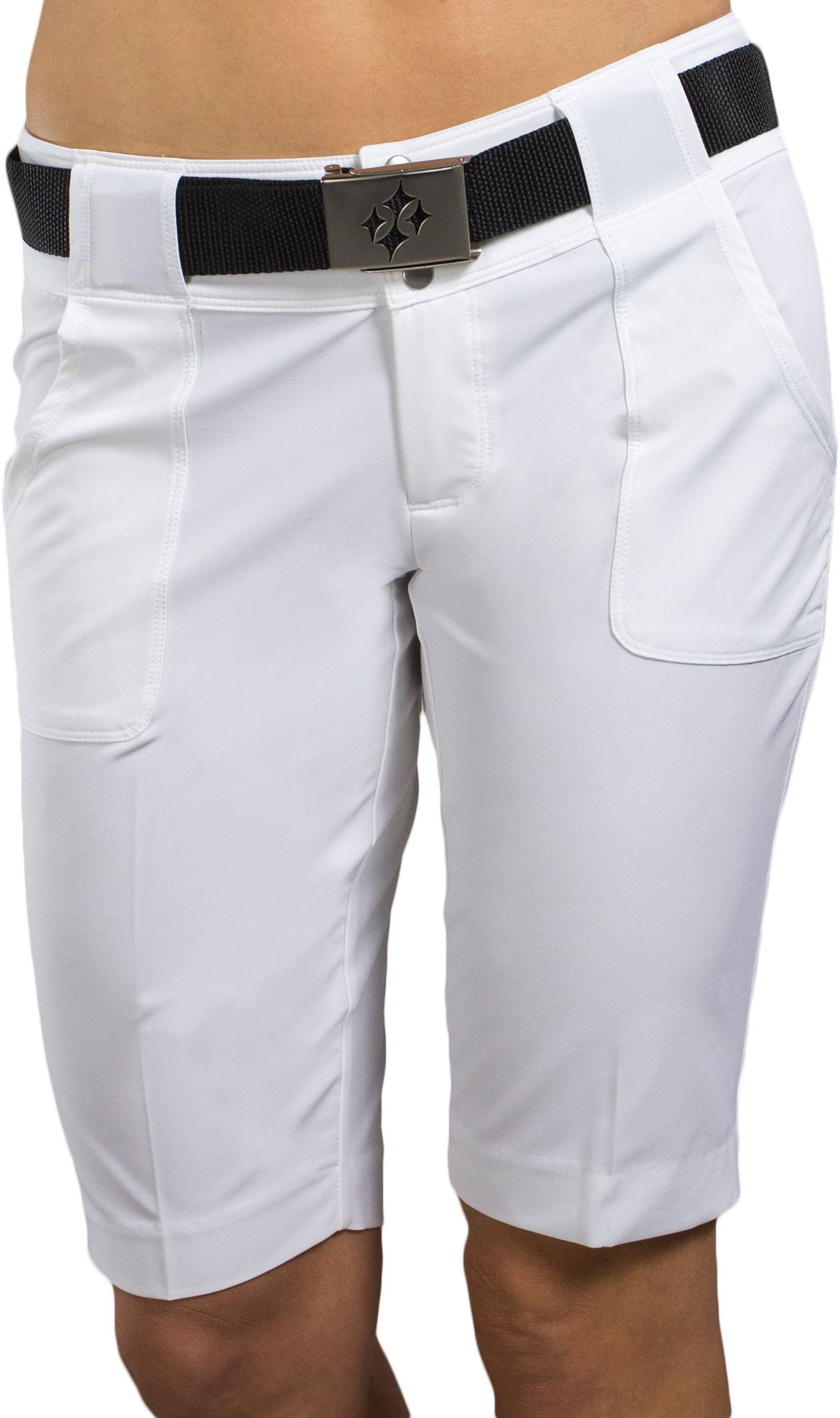 jofit women's belted bermuda golf shorts