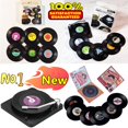 2pcs 6 4 2PCS Retro Vinyl Record Cup Coaster Anti slip Coffee Coasters