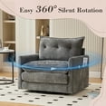 thumbnail image 2 of UNITED WE WIN Gray Chenille Swivel Barrel Chair - Mid-Century Modern Accent Chair, 360° Rotation, Side Pockets, Living Room/Bedroom, Metal Base, 300lb Capacity, 2 of 24