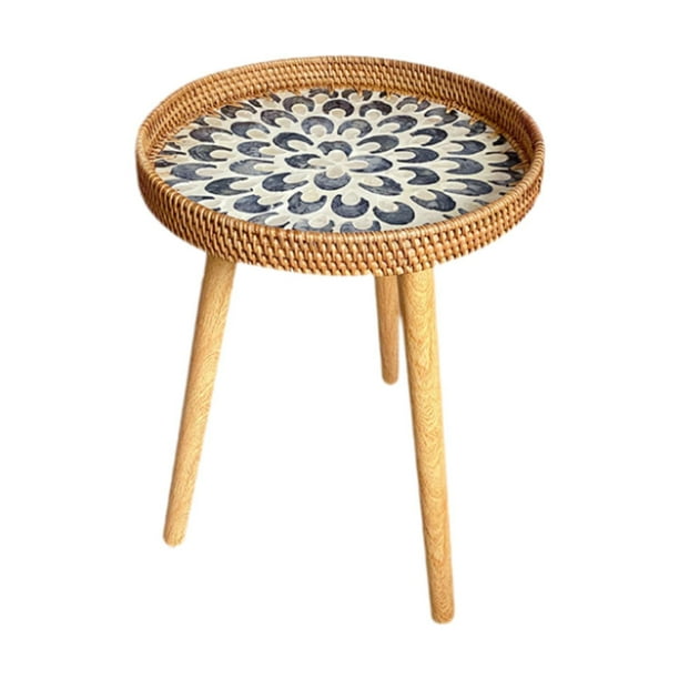 Mesa auxiliar, mesa auxiliar, mesa auxiliar, mesa auxiliar, cómoda decoración del hogar, mesa de té, mesita de noche para patio, dormitorio, jardín, Pluma gris 60cm