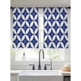thumbnail image 2 of Retro Rhombus Sheer Curtains 54 Inch Length 2 Panels Set Window Treatments, Morocco Abstract Geometric Art Navy Blue Rod Pocket Semi Curtains for Living Room/Bedroom/Kitchen Décor, 104"W x 54"L, 2 of 7