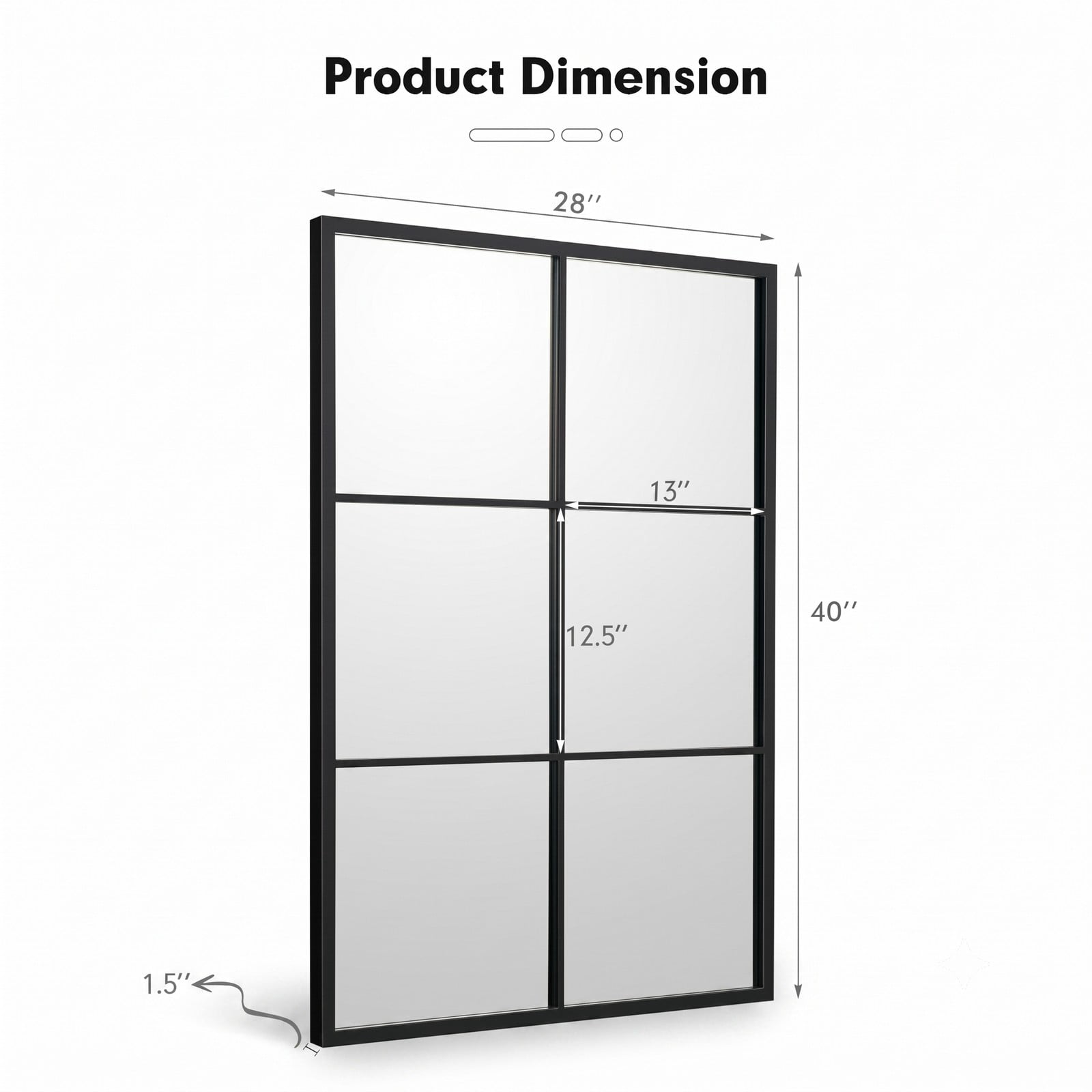 ALPULON 3-Layered Decorative Wall Mirror, 28 x 40 Inch Rectangle Metal Framed Accent Mirror for Living Room Dining Room Bedroom Bathroom Entryway Wall Decor, Black