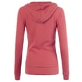 thumbnail image 3 of A2Y Women's Casual Fitted Lightweight Pocket Zip Up Hoodie Deep Pink XL, 3 of 3