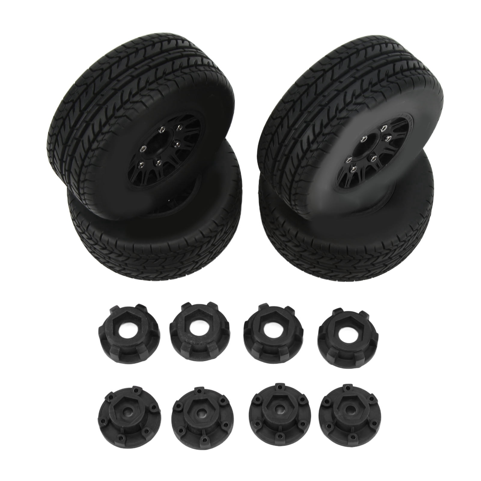 4PC 1/10 RC Short Course Truck Tires & Wheels - 12/14/17mm Hex, 110mm Outer Diameter, W/Foam Inserts