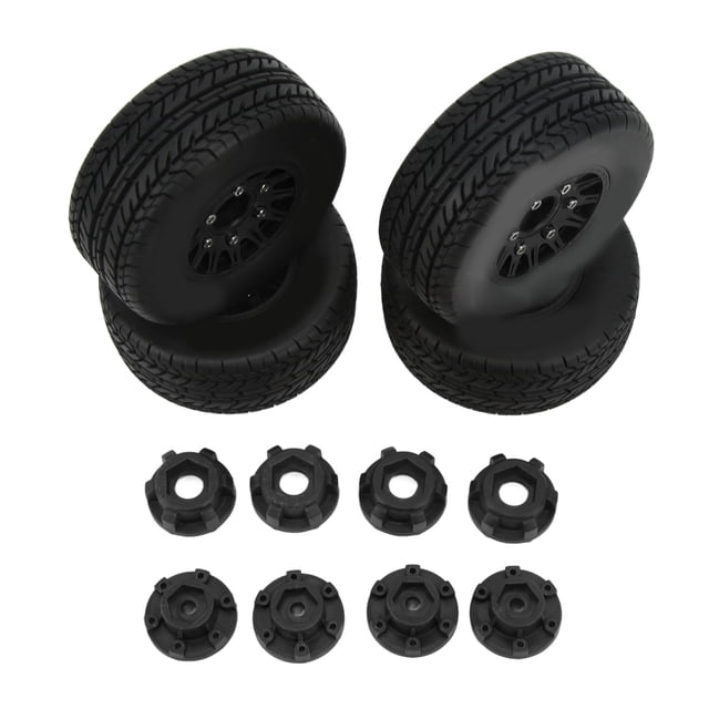 Pneus de Camion Rc Court Course Pneus de Roue de Voiture Rc Pneus de Camion Rc Court Course Pneus de Camion Rc Coussinage Fort 1/10 Rc Court Course Roue de Camion avec Adaptateur Hexagonal pour ARRMA Noir