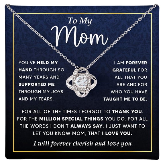 To My Mom Love Knot Necklace - Sentimental Mother'S Day Mom From Son #637, White Love Knot Necklace