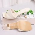 thumbnail image 5 of Abomasnow Square Toe Heeled Sandals Open Toe Heels Mules Sandals Slip on Pleated Heels Wedding Bridal Party Dress Shoes, 5 of 9