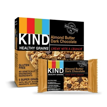 Pack of 2 - Kind Healthy Grains Almond Butter Dark Chocolate Bars, Gluten Free Snacks, 1.2 Oz Bars (40 Count)