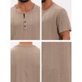 thumbnail image 7 of DARING DIVA Men's Henley Short Sleeve Button Down Jacquard Knitted T-Shirt XL Khaki, 7 of 7