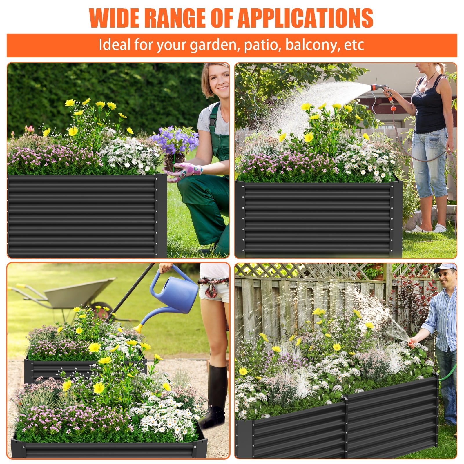 2PCS Galvanized Raised Garden Bed 4×2×1ft, Large Outdoor Metal Planter Box with 60 Gal Soil Capacity, Garden Bed Kit for Vegetables, Fruits, Flowers & Herbs