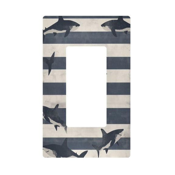 Yayeee Rocker Switch Wall Plate 1-Gang 4.6"x2.9" Home Decorative Outlet Cover, Dark Sharks