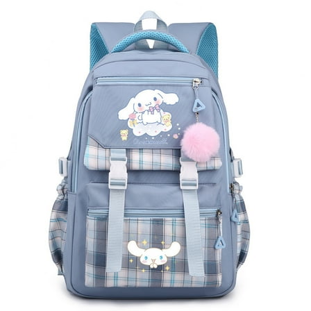 Roffatide Anime Cinnamoroll Print Business Casual Laptop Shoulders Backpack Hiking Travel Rucksack Daypacks 17 Inch Blue A (With Cute Pendants)