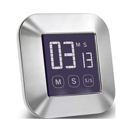 

Hour Minute Second Count Up Countdown Digital Kitchen Timer Big Digits Loud Alarm Magnetic Backing Silver 1Pack