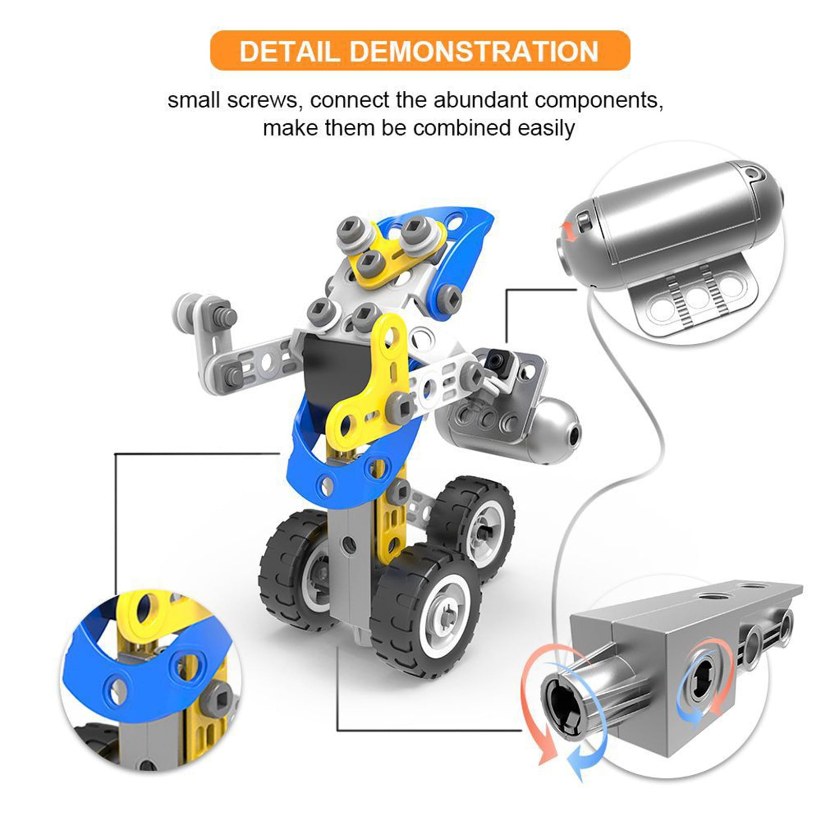 Building Kit Toys, Motorized Erector Sets for Kids Ages 4 5 6 7 8+,STEM Building Toys for Boys Girls 3-5 4-8 5-7 6-8 Year Old, Assembly Car Engineering Kit,Creative Educational Learning Toys