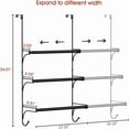 thumbnail image 2 of Sparklane - Adjustable Over The Door Triple Towel Rack with Hooks,Black, 2 of 6