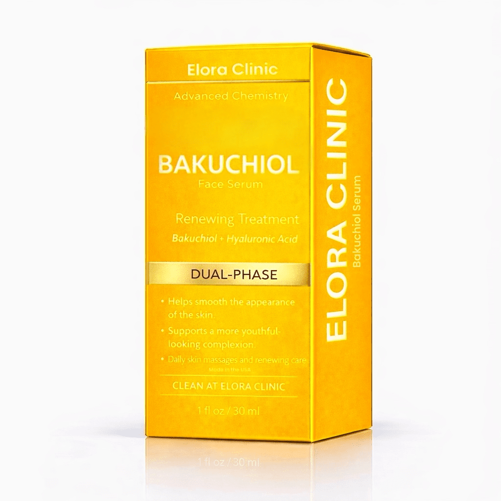 Elora Clinic Bakuchiol Serum, Dual-Phase Hydrating Oil Serum, Bakuchiol moisturizer, Formulated with Bakuchiol Oil for face, bakuchiol plumping serum, 1 fl oz