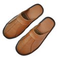 thumbnail image 2 of Zapatillas de casa de cuero de vaca para hombre, zapatos planos de lujo hechos a mano, cómodos, suaves y sin cordones, color negro y marrón, para interiores y dormitorio, 2 of 5