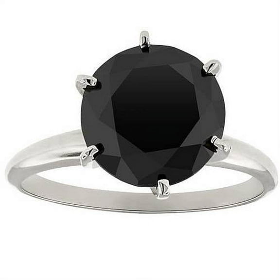 Pompeii3 3Ct Black Diamond Solitaire Engagement Ring 14K White Gold (Black,)