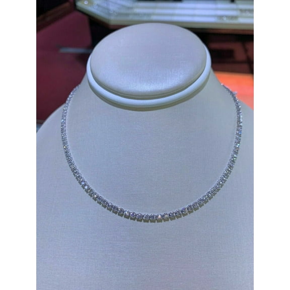 4MM Man's Tennis Necklace 14K White Gold Plated 20 Ct Round Cut Lab Created Diamond