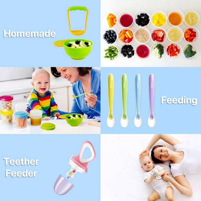 Universe Silicone Baby Food Feeder (2 Pack with 4 Additional Silicone Sacs)  BPA-Free Food Grade