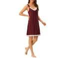 thumbnail image 2 of INSPIRE CHIC Women's Nightgown Lace Trim Modal Sleeveless Tank Nightshirt Lingerie XL Wine Red, 2 of 5