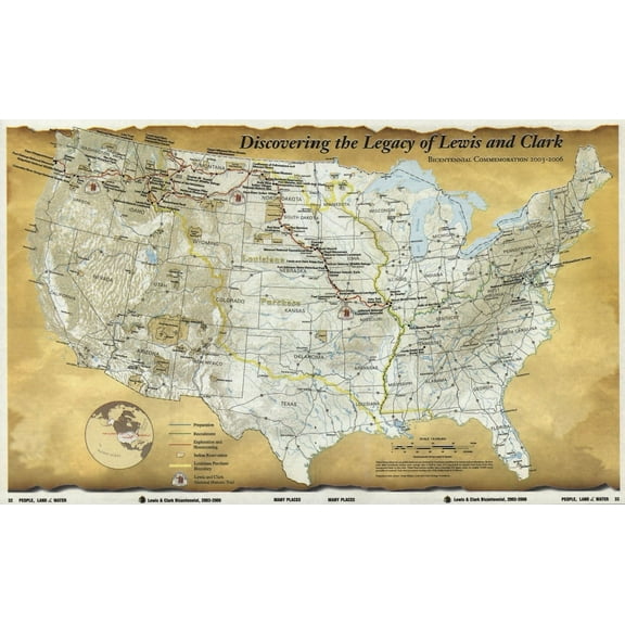 2003 Map Published For The Bicentennial Commemoration Of The Lewis And Clark Expedition. Legend Includes Preparation History (24 x 18)