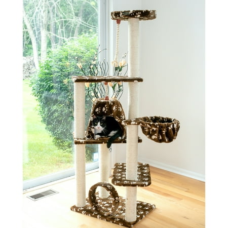 Armarkat Classic Cat Tree Model A6601, 66 inch Saddle Brwon W/White Paw Print