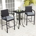 thumbnail image 4 of Costway 3 PCS Patio Wicker Bar Set Rattan Chairs & Square Table with Heavy-Duty Metal Frame, 4 of 10