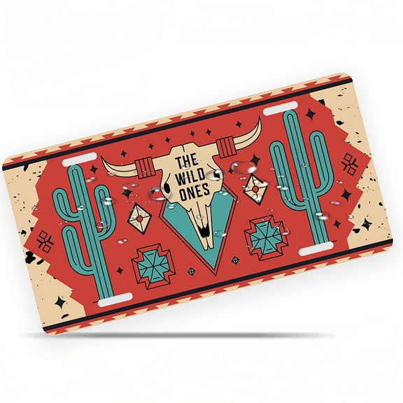 License Plate, Western style "THE WILD ONES" Decorative Front,Personalized Stainless Steel License Plate Cover For Men Women,12.2" X 6.2"