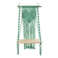 thumbnail image 2 of Estante flotante para colgar en la pared de macramé, soporte para colgar libros, organizador de almacenamiento para exteriores Verde perfecl Estante de pared de macramé, 2 of 7