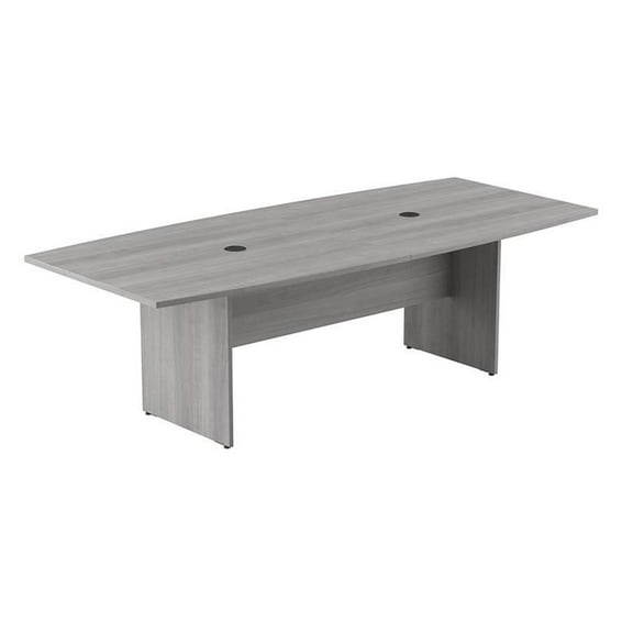 96W x 42D Conference Table with Wood Base in Platinum Gray - Engineered Wood