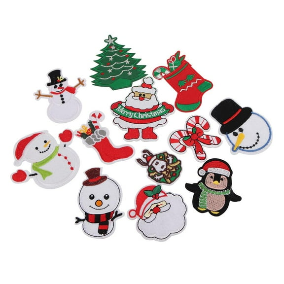 10/12Pc Christmas Snowman Xmas Tree Iron On Applique Sew On Patch Crafts 12 Pieces