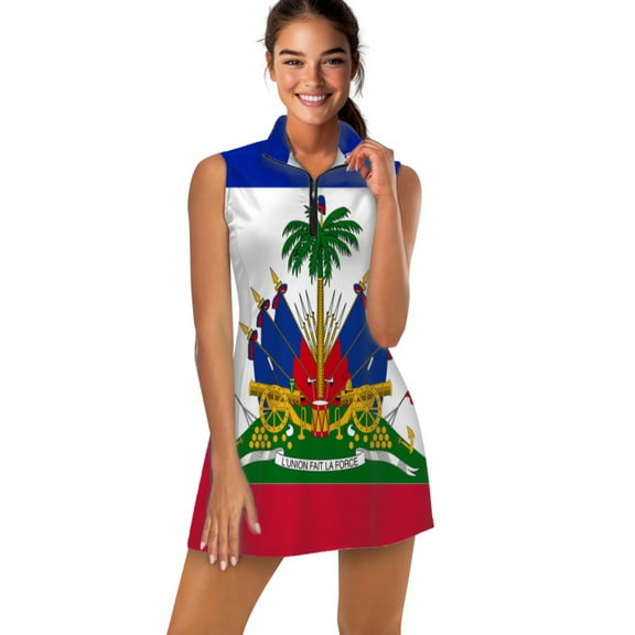 Haiti Haitian Flag Coat of Arms Red Sports Dresses Women Tennis Dress Outdoor Badminton Golf Quick-Drying And Breathable Sports Dress