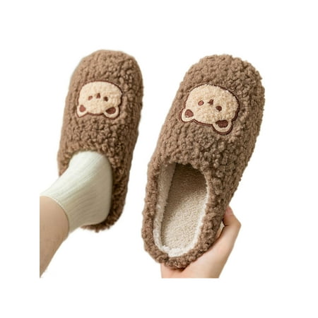 

Eloshman Womens Non-slip Cozy Home Shoe Indoor Lightweight Closed Toe Plush Slippers Casual Slip On House Shoes Brown 7.5-8