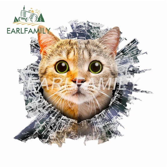 EARLFAMILY 5.1" for Cat Auto Car Stickers Funny Decal Campervan Motorcycle Windshield Surfboard Motorcycle Decals