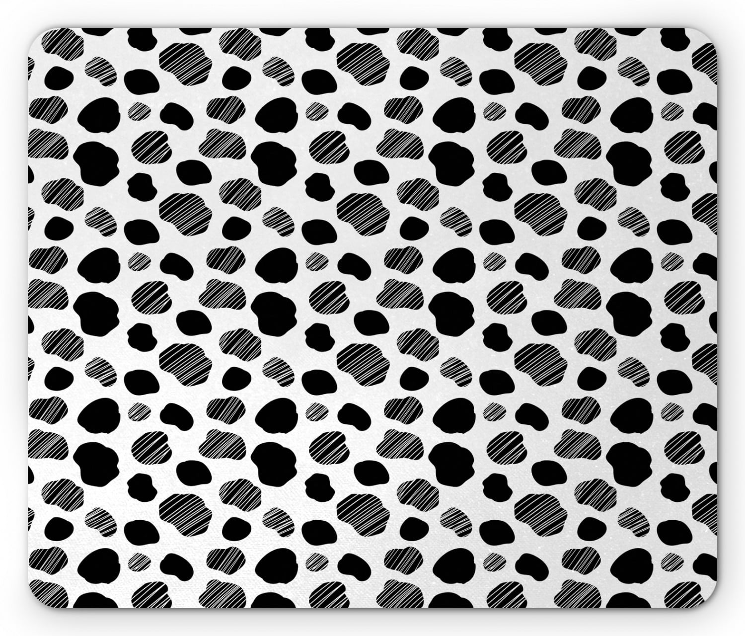 Cow Print Mouse Pad, Black and White Striped Dots with Abstract Style