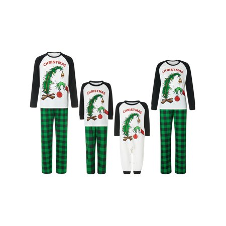 

Thaisu Matching Family Christmas Pajamas Sets ELF Tee and Plaid Bottom Pjs
