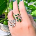 thumbnail image 6 of Adjustable Green CZ Leaf Engagement Ring Cubic Zirconia Fashion Brand Jewellery, 6 of 9